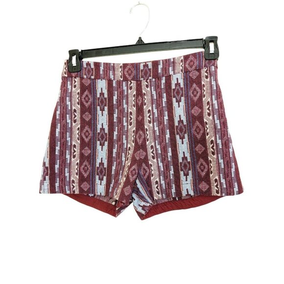 HOLLISTER Maroon Knit Tapestry Shorts BOHO Southwest Juniors Size 1 Festival - Picture 1 of 4